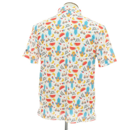 【中古】フィラ FILA GOLF ポリエステル 総柄プリント ボタンダウン 半袖ポロシャツ ホワイトxマルチカラー【サイズLL】【 状態ランクA 】【 メンズ 】