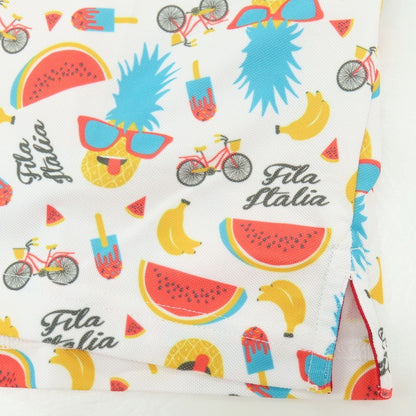 【中古】フィラ FILA GOLF ポリエステル 総柄プリント ボタンダウン 半袖ポロシャツ ホワイトxマルチカラー【サイズLL】【 状態ランクA 】【 メンズ 】