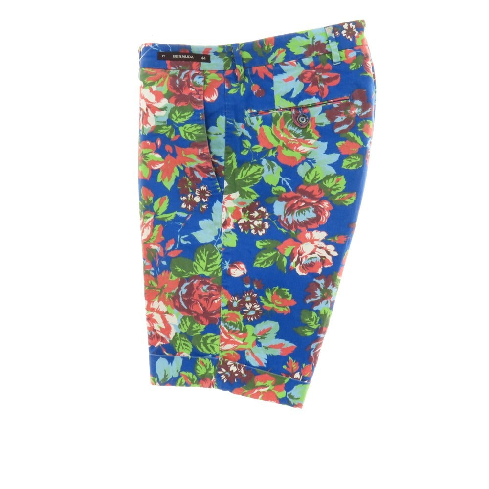 【中古】ピーティーゼロウーノ バミューダ PT01 BERMUDA コットン ボタニカル プリント ショートパンツ ブルーxコーラルピンク【サイズ44】【 状態ランクC 】【 メンズ 】