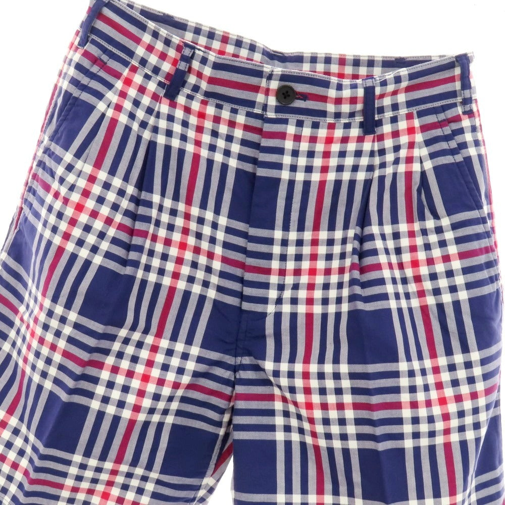 【中古】ビームス BEAMS コットン チェック ショートパンツ ネイビーxレッド【サイズS】【 状態ランクA 】【 メンズ 】
