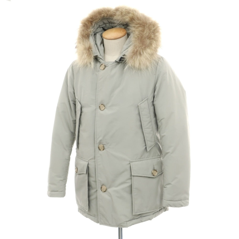【中古】ウールリッチ WOOLRICH コットンナイロン フーデッド ダウンジャケット ライトグレー【サイズXS】【 状態ランクC 】【 メンズ 】