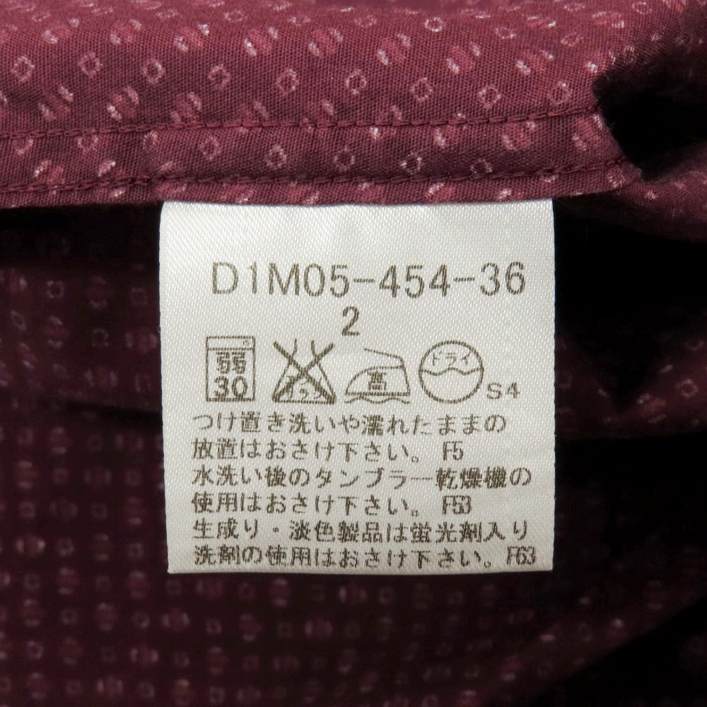 【中古】バーバリーブラックレーベル BURBERRY BLACK LABEL コットン 総柄プリント ショートボタンダウンカラー カジュアルシャツ バーガンディ【サイズ2】【 状態ランクC 】【 メンズ 】
