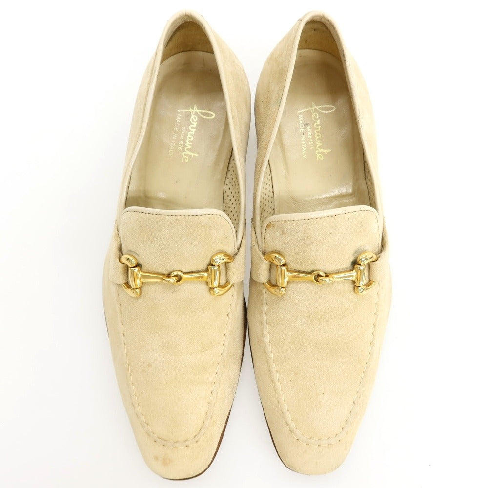 【中古】フェランテ FERRANTE スエード ローファー ライトベージュ【サイズ6 1/2】【 状態ランクC 】【 メンズ 】