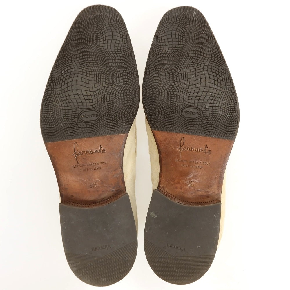 【中古】フェランテ FERRANTE スエード ローファー ライトベージュ【サイズ6 1/2】【 状態ランクC 】【 メンズ 】