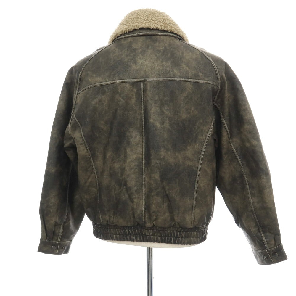 【中古】インサイレンス INSILENCE フェイクレザー 中綿入り グランジ フライトジャケット ブラック系×ベージュ【サイズL】【 状態ランクB 】【 メンズ 】