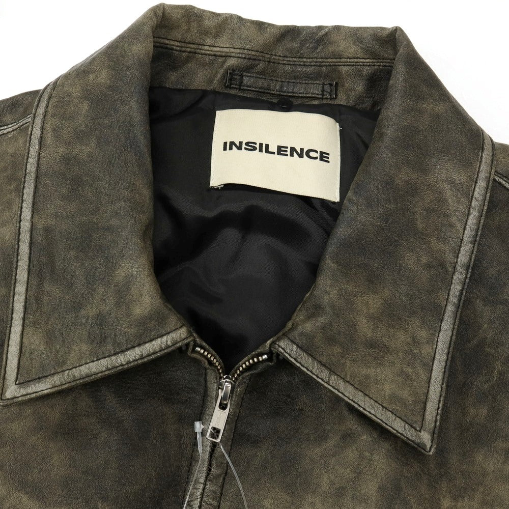 【中古】インサイレンス INSILENCE フェイクレザー 中綿入り グランジ フライトジャケット ブラック系×ベージュ【サイズL】【 状態ランクB 】【 メンズ 】