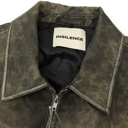 【中古】インサイレンス INSILENCE フェイクレザー 中綿入り グランジ フライトジャケット ブラック系×ベージュ【サイズL】【 状態ランクB 】【 メンズ 】