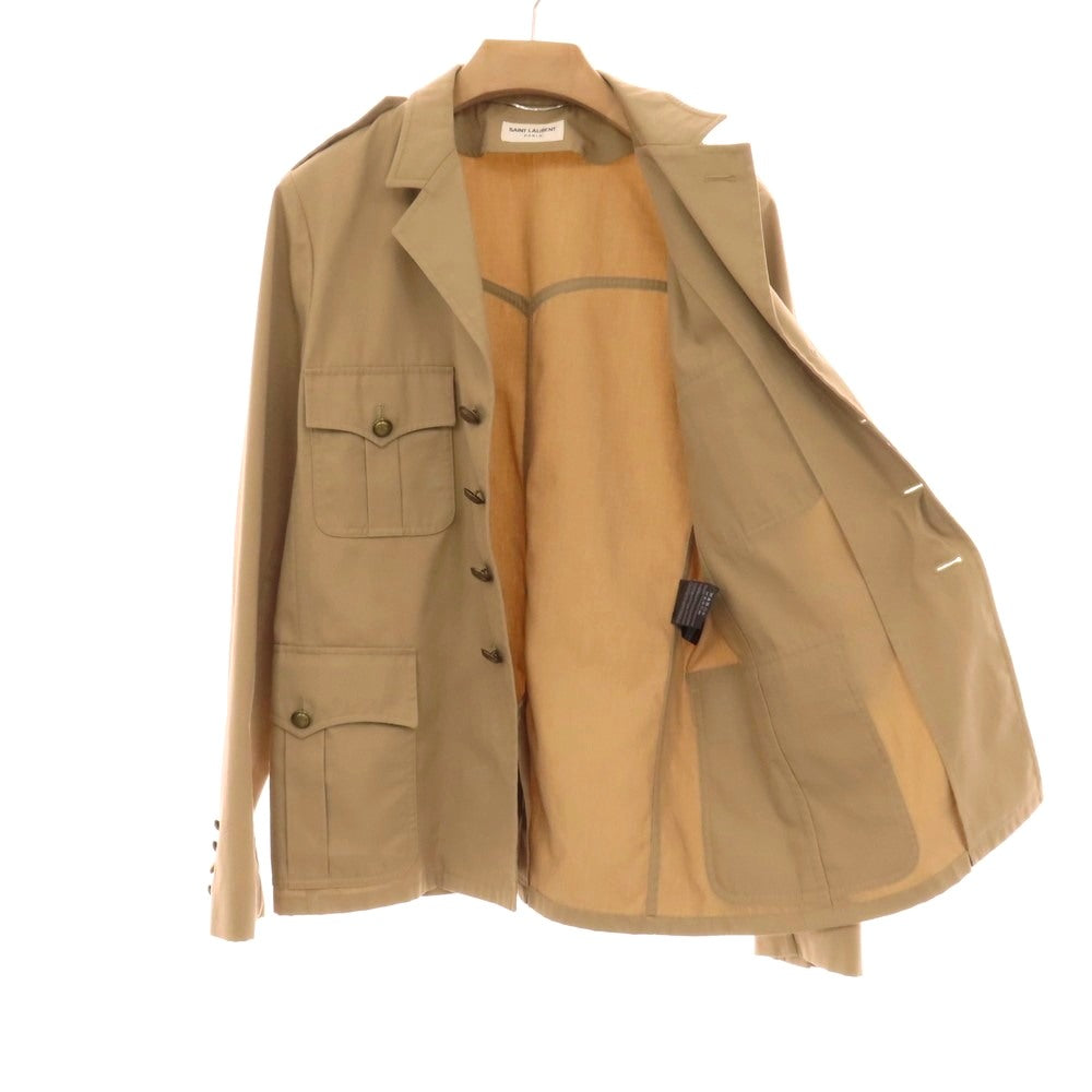 【中古】サンローランパリ SAINT LAURENT PARIS ポリエステルコットン サファリジャケット ベージュ【サイズ50】【 状態ランクB 】【 メンズ 】