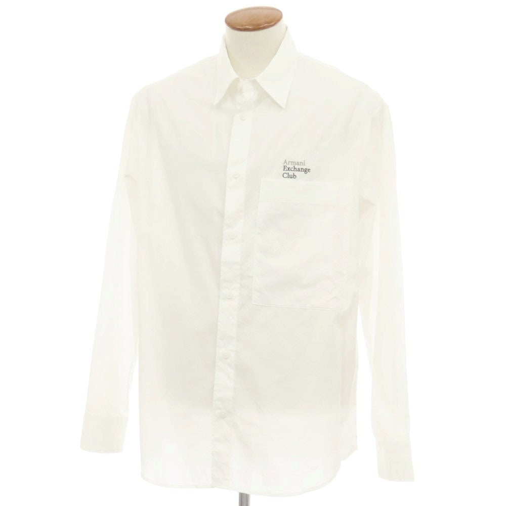 【中古】アルマーニ エクスチェンジ A/X ARMANI EXCHANGE コットン レギュラーカラー カジュアルシャツ ホワイト【サイズM】【 状態ランクB 】【 メンズ 】