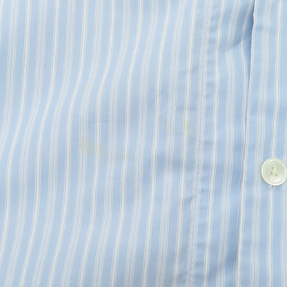 【中古】アミ ami コットン ストライプ ロングポイントカラー ロングシャツ ライトブルーxホワイト【サイズS】【 状態ランクC 】【 ユニセックス 】