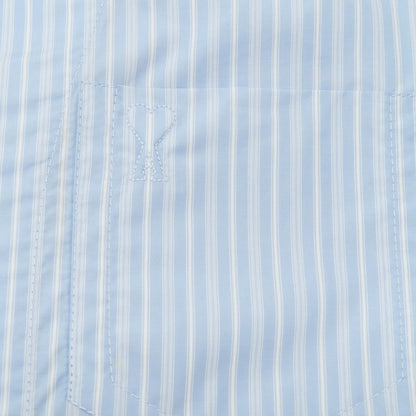 【中古】アミ ami コットン ストライプ ロングポイントカラー ロングシャツ ライトブルーxホワイト【サイズS】【 状態ランクC 】【 ユニセックス 】
