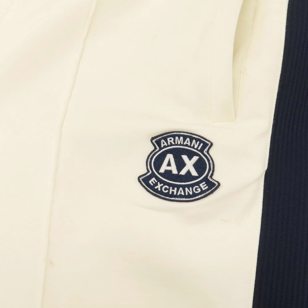 【中古】アルマーニ エクスチェンジ A/X ARMANI EXCHANGE コットンポリエステル ジャージー スウェットパンツ オフホワイトxネイビー【サイズL】【 状態ランクC 】【 メンズ 】