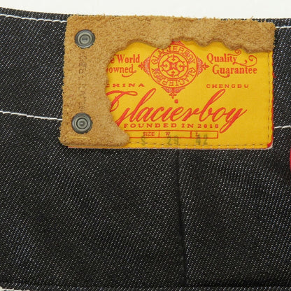 【中古】グラシアボーイ GLACIERBOY コットンポリエステル フレアシルエット デニムパンツ ブラックxシルバー【サイズS】【 状態ランクA 】【 メンズ 】