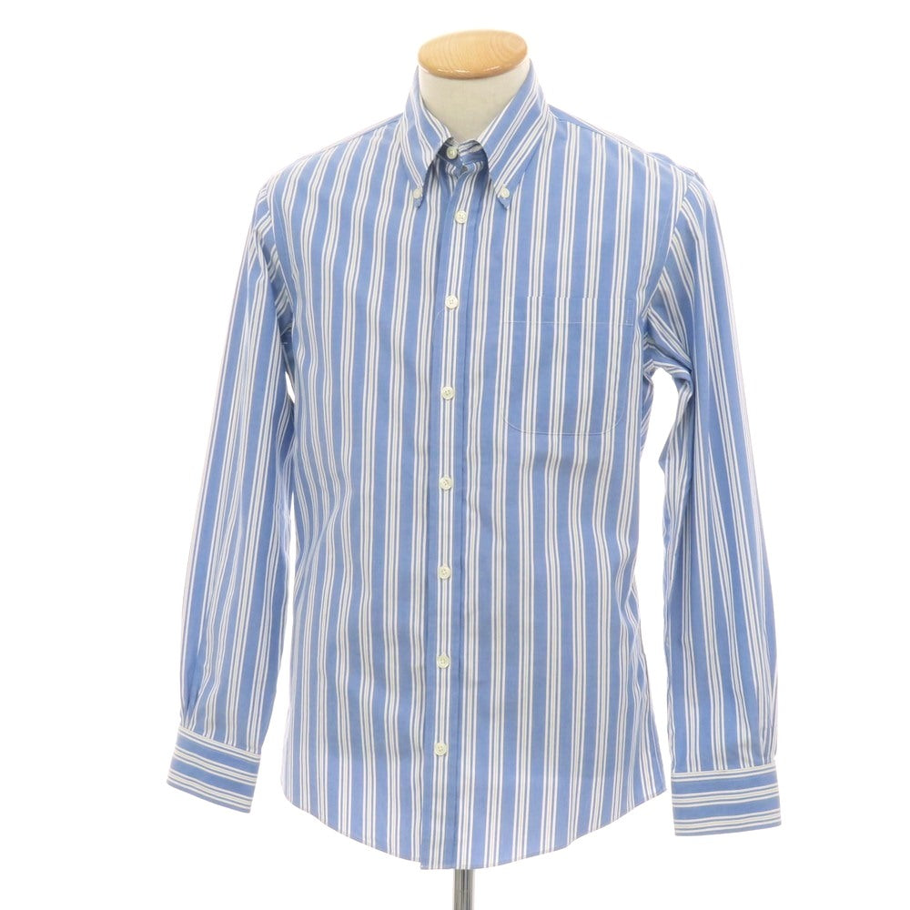 【中古】ブルックスブラザーズ Brooks Brothers コットンポリウレタン ストライプ ボタンダウン カジュアルシャツ ブルーxホワイト【サイズS】【 状態ランクC 】【 メンズ 】