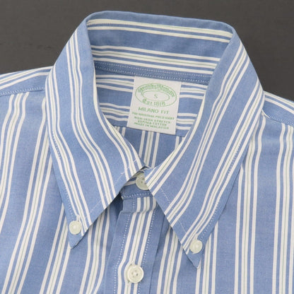【中古】ブルックスブラザーズ Brooks Brothers コットンポリウレタン ストライプ ボタンダウン カジュアルシャツ ブルーxホワイト【サイズS】【 状態ランクC 】【 メンズ 】