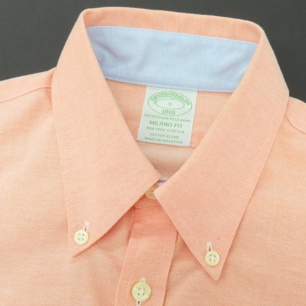 【中古】ブルックスブラザーズ Brooks Brothers ストレッチ コットン ボタンダウン カジュアルシャツ ライトオレンジ【サイズS】【 状態ランクC 】【 メンズ 】