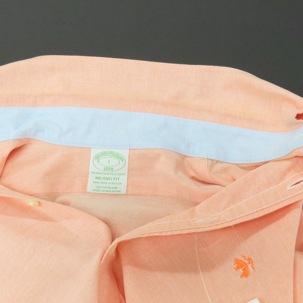 【中古】ブルックスブラザーズ Brooks Brothers ストレッチ コットン ボタンダウン カジュアルシャツ ライトオレンジ【サイズS】【 状態ランクC 】【 メンズ 】