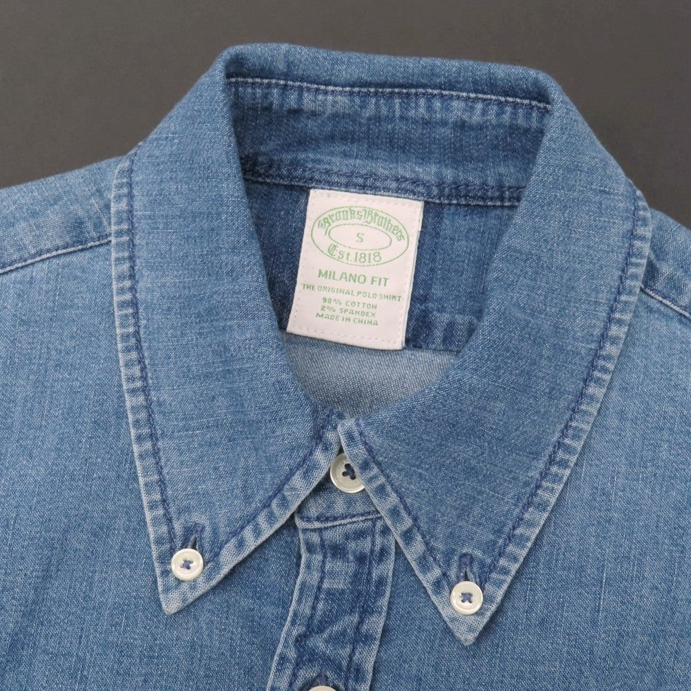 【中古】ブルックスブラザーズ Brooks Brothers ストレッチ コットン ボタンダウン カジュアルシャツ ブルーネイビー【サイズS】【 状態ランクB 】【 メンズ 】