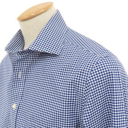 【中古】ブルックスブラザーズ Brooks Brothers コットンポリウレタン ギンガムチェック ワイドカラー ドレスシャツ ブルーxホワイト【サイズ15】【 状態ランクB 】【 メンズ 】