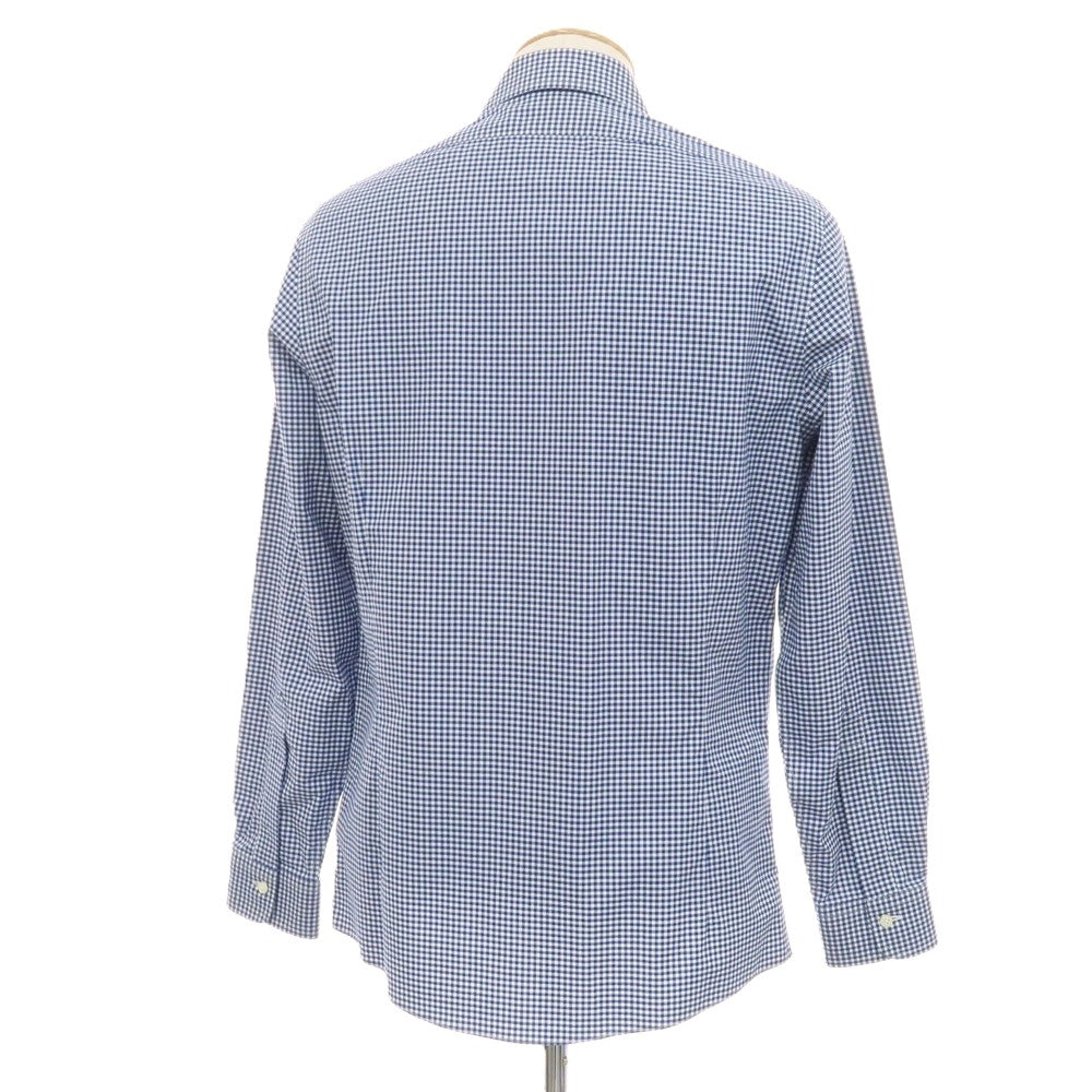 【中古】ブルックスブラザーズ Brooks Brothers コットンポリウレタン ギンガムチェック ワイドカラー ドレスシャツ ブルーxホワイト【サイズ15】【 状態ランクB 】【 メンズ 】