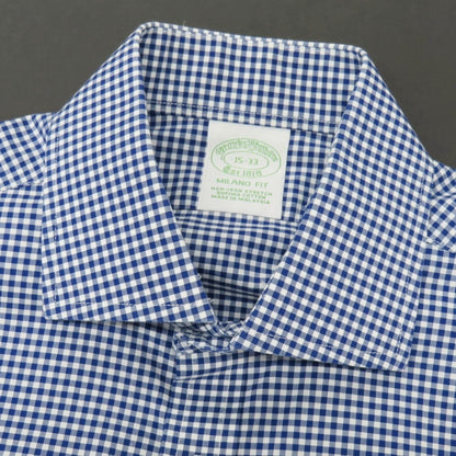 【中古】ブルックスブラザーズ Brooks Brothers コットンポリウレタン ギンガムチェック ワイドカラー ドレスシャツ ブルーxホワイト【サイズ15】【 状態ランクB 】【 メンズ 】