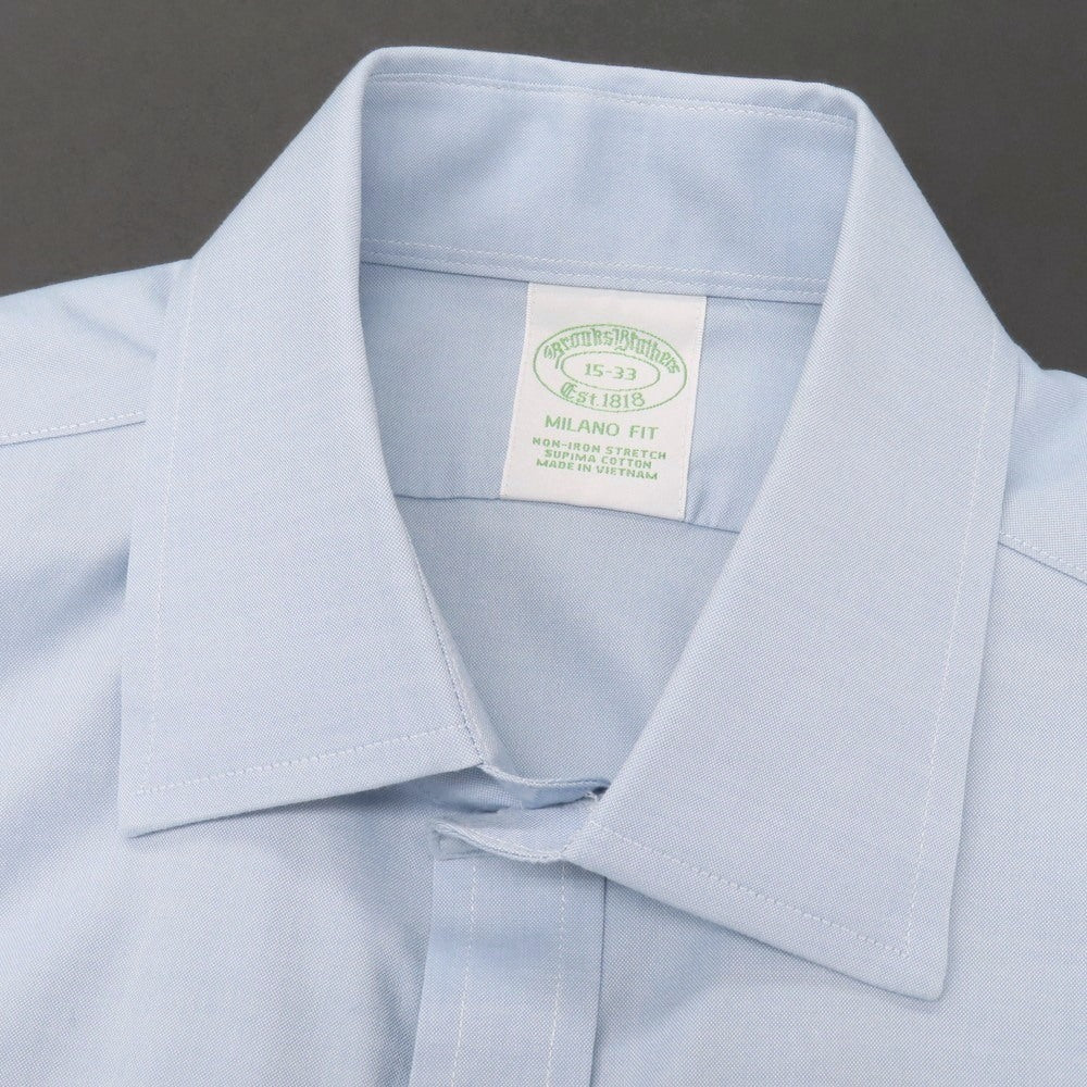 【中古】ブルックスブラザーズ Brooks Brothers ストレッチ コットン レギュラーカラー ドレスシャツ サックスブルー【サイズ15】【 状態ランクB 】【 メンズ 】