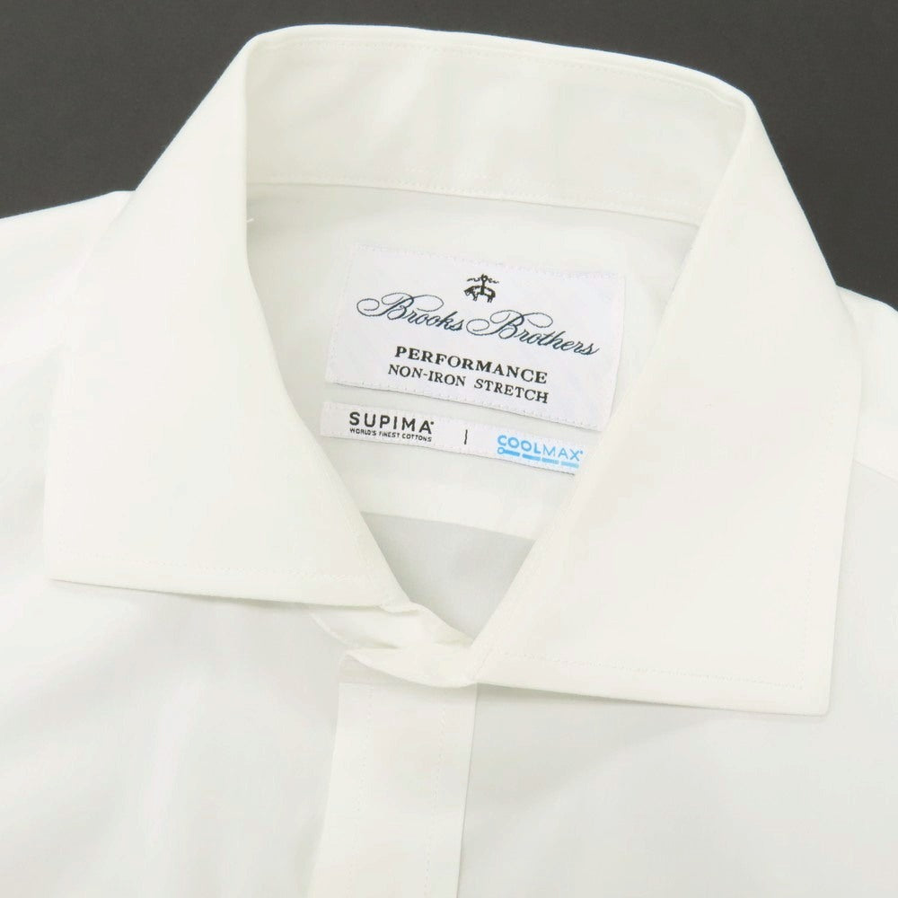 【中古】ブルックスブラザーズ Brooks Brothers ストレッチ スーピマコットン＆ポリエステル ワイドカラー ドレスシャツ ホワイト【サイズ15】【 状態ランクC 】【 メンズ 】