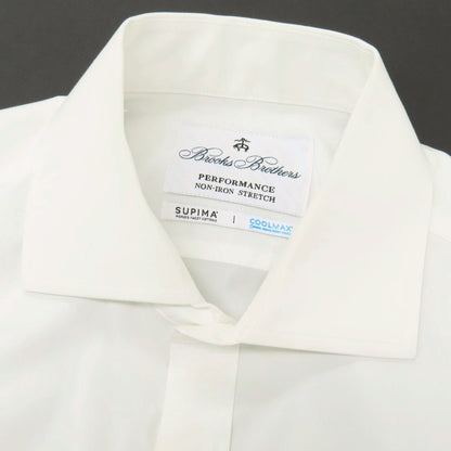 【中古】ブルックスブラザーズ Brooks Brothers ストレッチ スーピマコットン＆ポリエステル ワイドカラー ドレスシャツ ホワイト【サイズ15】【 状態ランクC 】【 メンズ 】