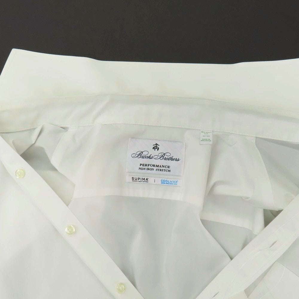 【中古】ブルックスブラザーズ Brooks Brothers ストレッチ スーピマコットン＆ポリエステル ワイドカラー ドレスシャツ ホワイト【サイズ15】【 状態ランクC 】【 メンズ 】