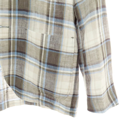 【中古】ラルディーニ LARDINI リネン チェック 2B カジュアルジャケット ホワイトxグレー系【サイズS】【 状態ランクA 】【 メンズ 】