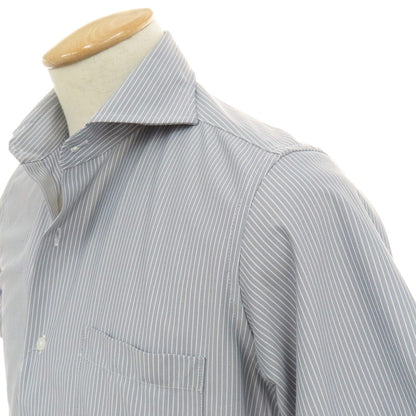 【中古】グリーンレーベルリラクシング green label relaxing ポリエステル ストライプ ホリゾンタルカラー 半袖シャツ グレーxホワイト【サイズS】【 状態ランクB 】【 メンズ 】