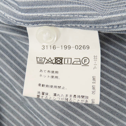 【中古】グリーンレーベルリラクシング green label relaxing ポリエステル ストライプ ホリゾンタルカラー 半袖シャツ グレーxホワイト【サイズS】【 状態ランクB 】【 メンズ 】