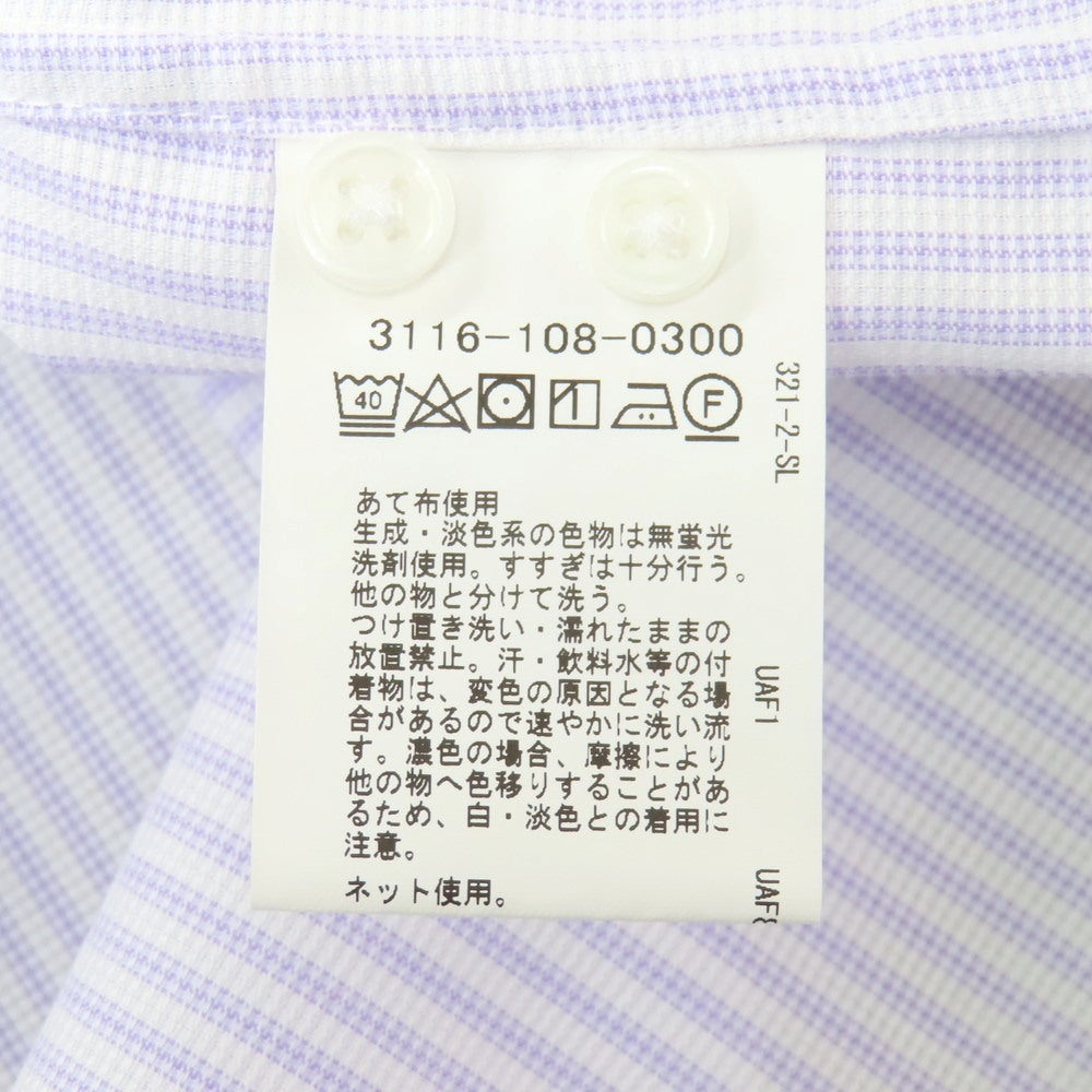 【中古】グリーンレーベルリラクシング green label relaxing コットン ストライプ ボタンダウン 半袖シャツ ホワイトxラベンダー【サイズS】【 状態ランクA 】【 メンズ 】