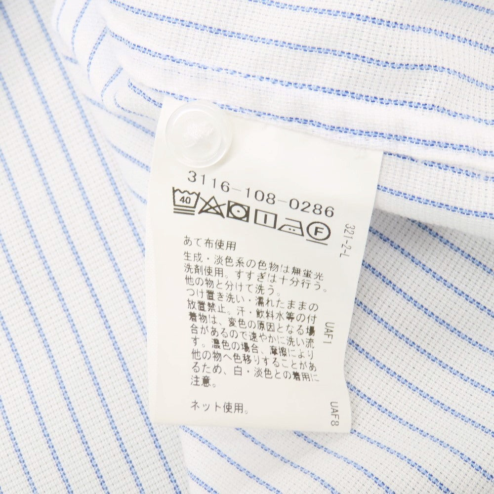 【中古】グリーンレーベルリラクシング green label relaxing コットン ストライプ ホリゾンタルカラー 半袖シャツ ホワイトxブルー【サイズS】【 状態ランクB 】【 メンズ 】