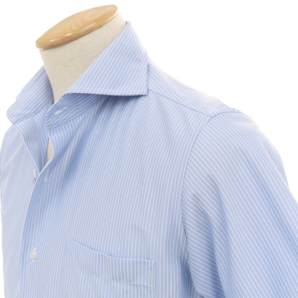 【中古】グリーンレーベルリラクシング green label relaxing ポリエステル ストライプ ホリゾンタルカラー 半袖シャツ ブルーxホワイト【サイズS】【 状態ランクB 】【 メンズ 】