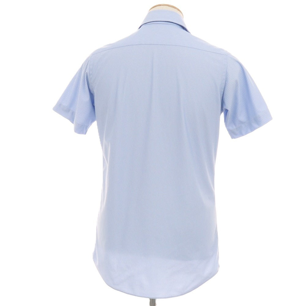 【中古】グリーンレーベルリラクシング green label relaxing ポリエステル ストライプ ホリゾンタルカラー 半袖シャツ ブルーxホワイト【サイズS】【 状態ランクB 】【 メンズ 】