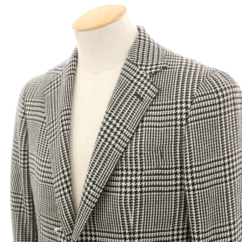 【新品】シパーリオ バイ スティレラティーノ SIPARIO by STILE LATINO ウールアルパカシルク グレンチェック 2B テーラードジャケット ブラックxホワイト【サイズ44 Drop8R】【 状態ランクN 】【 メンズ 】