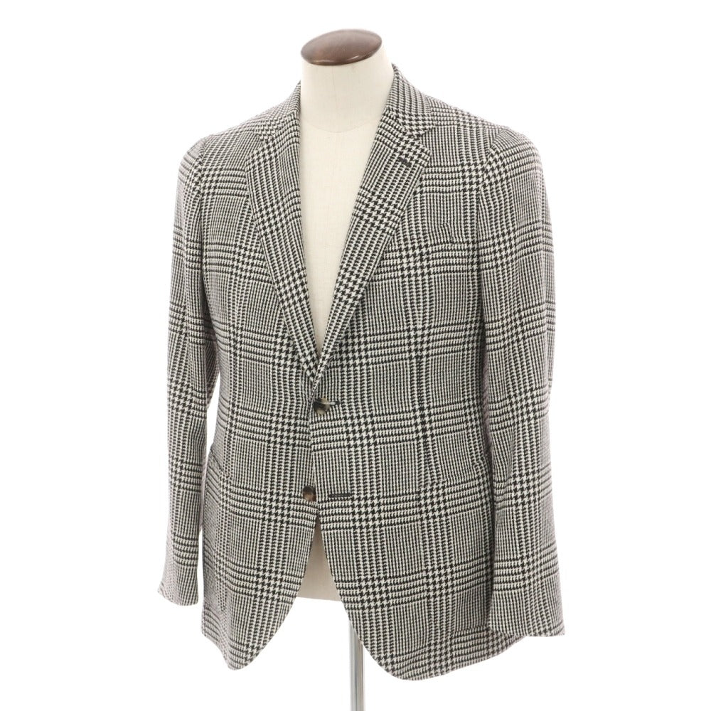 【新品】シパーリオ バイ スティレラティーノ SIPARIO by STILE LATINO ウールアルパカシルク グレンチェック 2B テーラードジャケット ブラックxホワイト【サイズ50 Drop8R】【 状態ランクN 】【 メンズ 】