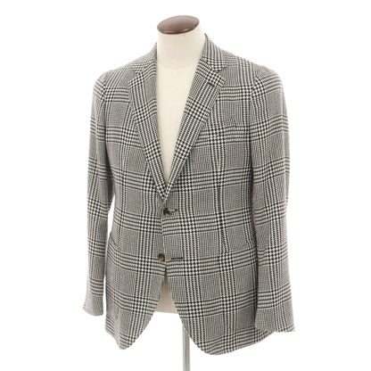 【新品】シパーリオ バイ スティレラティーノ SIPARIO by STILE LATINO ウールアルパカシルク グレンチェック 2B テーラードジャケット ブラックxホワイト【サイズ50 Drop8R】【 状態ランクN 】【 メンズ 】