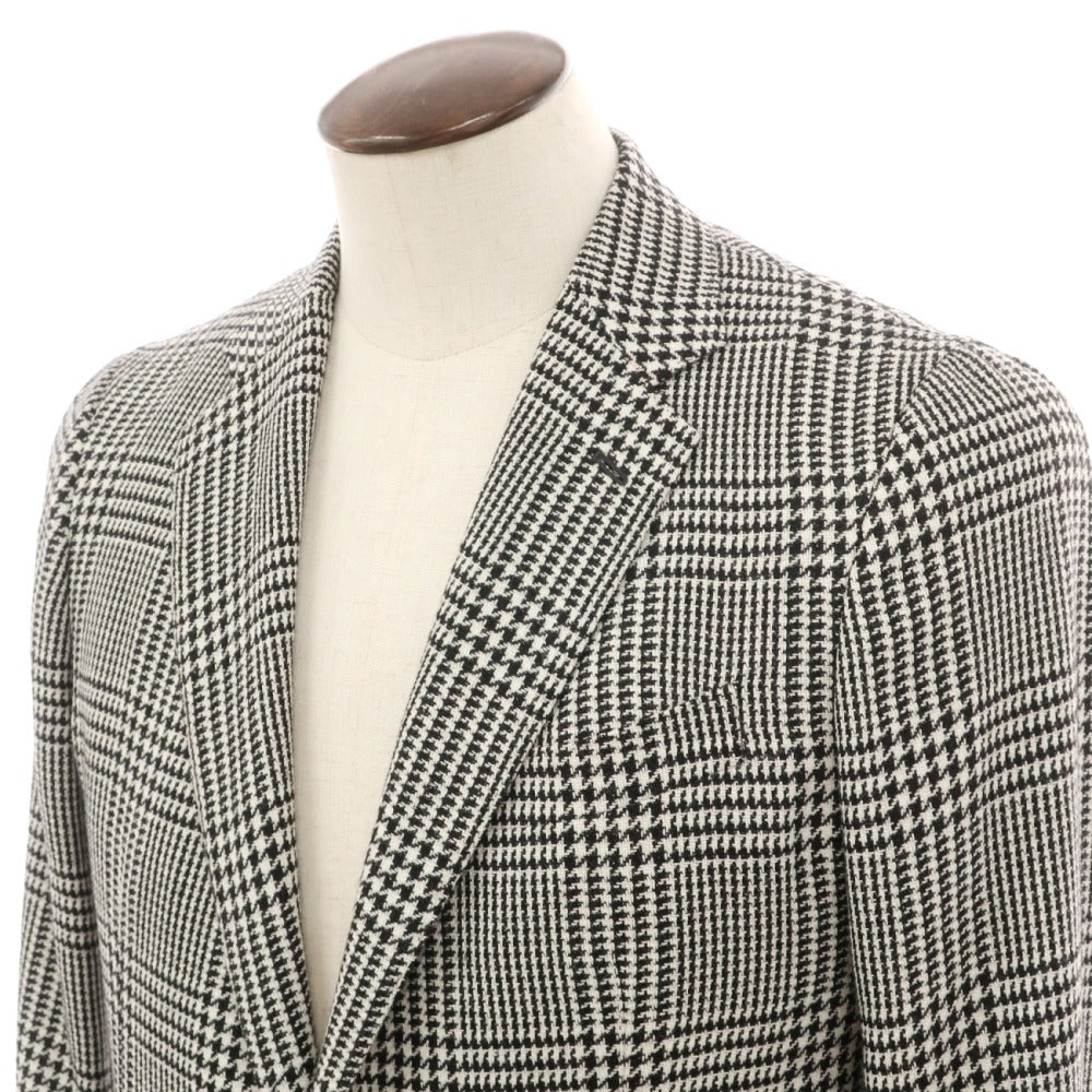 【新品】シパーリオ バイ スティレラティーノ SIPARIO by STILE LATINO ウールアルパカシルク グレンチェック 2B テーラードジャケット ブラックxホワイト【サイズ50 Drop8R】【 状態ランクN 】【 メンズ 】