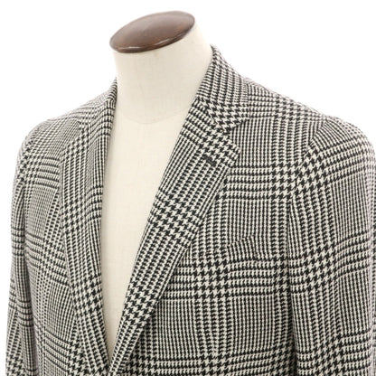 【新品】シパーリオ バイ スティレラティーノ SIPARIO by STILE LATINO ウールアルパカシルク グレンチェック 2B テーラードジャケット ブラックxホワイト【サイズ50 Drop8R】【 状態ランクN 】【 メンズ 】