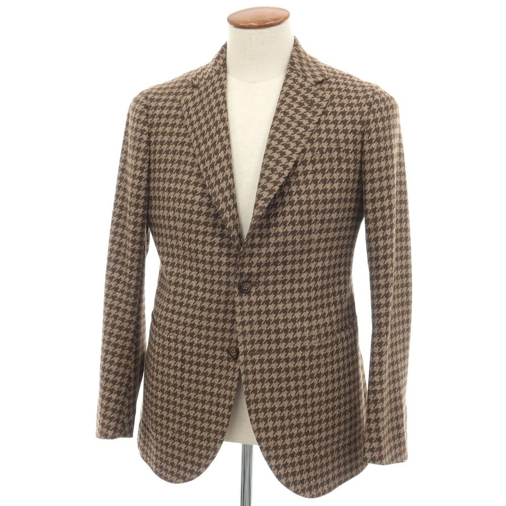 【新品】シパーリオ バイ スティレラティーノ SIPARIO by STILE LATINO ウールカシミヤ ハウンドトゥース 3B テーラードジャケット ベージュxブラウン【サイズ46 Drop8R】【 状態ランクN 】【 メンズ 】