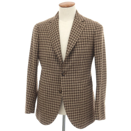 【新品】シパーリオ バイ スティレラティーノ SIPARIO by STILE LATINO ウールカシミヤ ハウンドトゥース 3B テーラードジャケット ベージュxブラウン【サイズ46 Drop8R】【 状態ランクN 】【 メンズ 】