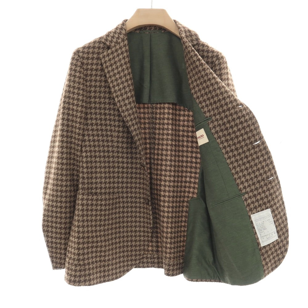 【新品】シパーリオ バイ スティレラティーノ SIPARIO by STILE LATINO ウールカシミヤ ハウンドトゥース 3B テーラードジャケット ベージュxブラウン【サイズ46 Drop8R】【 状態ランクN 】【 メンズ 】