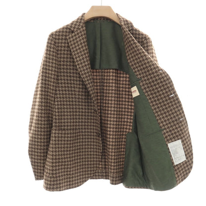 【新品】シパーリオ バイ スティレラティーノ SIPARIO by STILE LATINO ウールカシミヤ ハウンドトゥース 3B テーラードジャケット ベージュxブラウン【サイズ48 Drop8R】【 状態ランクN 】【 メンズ 】