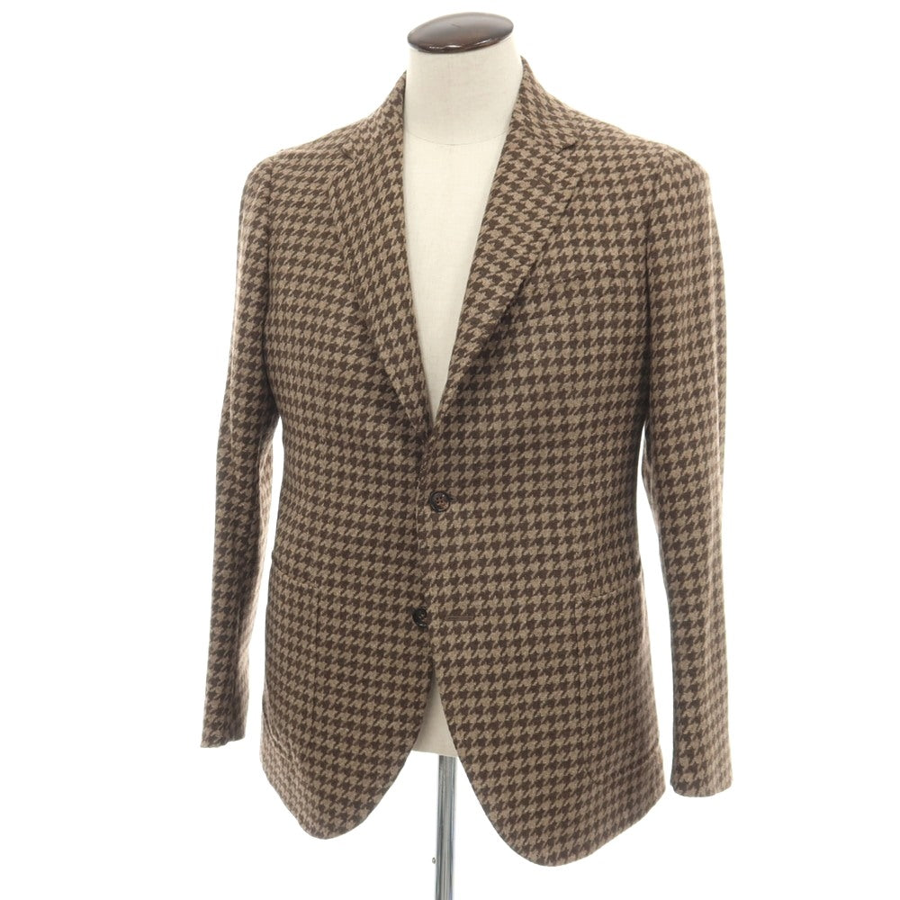 【新品】シパーリオ バイ スティレラティーノ SIPARIO by STILE LATINO ウールカシミヤ ハウンドトゥース 3B テーラードジャケット ベージュxブラウン【サイズ50 Drop8R】【 状態ランクN 】【 メンズ 】
