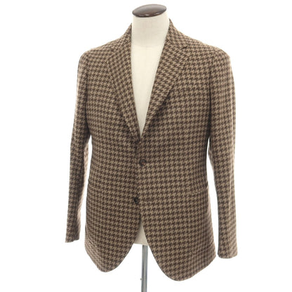 【新品】シパーリオ バイ スティレラティーノ SIPARIO by STILE LATINO ウールカシミヤ ハウンドトゥース 3B テーラードジャケット ベージュxブラウン【サイズ50 Drop8R】【 状態ランクN 】【 メンズ 】