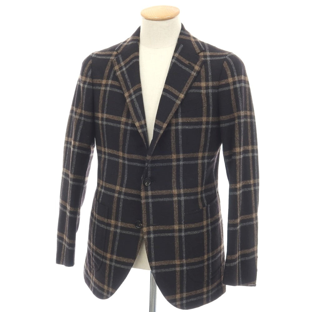 【新品】シパーリオ バイ スティレラティーノ SIPARIO by STILE LATINO ウールカシミヤ チェック 3B テーラードジャケット ブラックxベージュ【サイズ44 Drop8R】【 状態ランクN 】【 メンズ 】