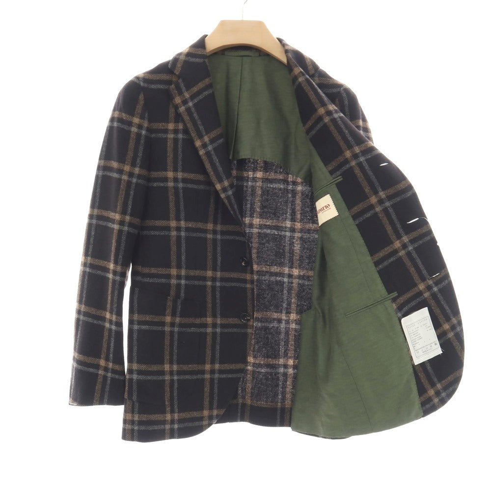 【新品】シパーリオ バイ スティレラティーノ SIPARIO by STILE LATINO ウールカシミヤ チェック 3B テーラードジャケット ブラックxベージュ【サイズ44 Drop8R】【 状態ランクN 】【 メンズ 】