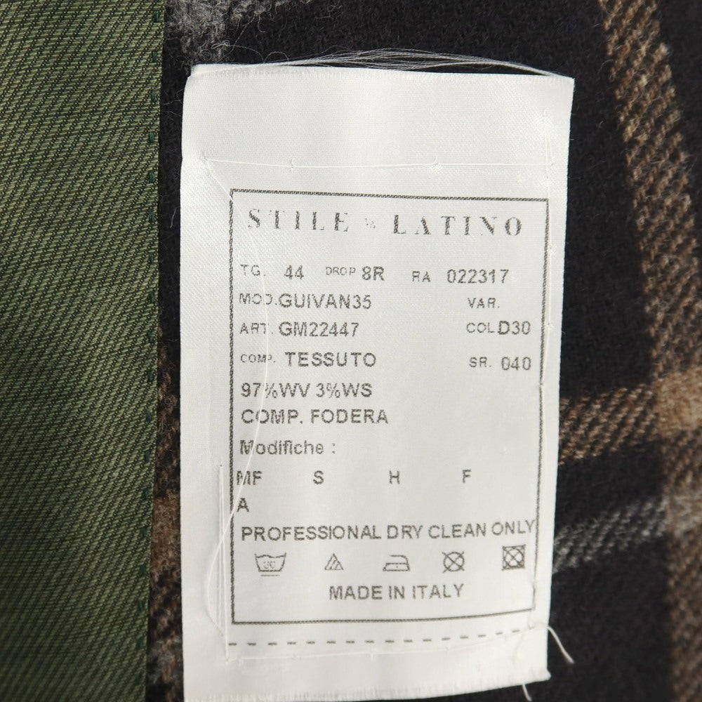 【新品】シパーリオ バイ スティレラティーノ SIPARIO by STILE LATINO ウールカシミヤ チェック 3B テーラードジャケット ブラックxベージュ【サイズ44 Drop8R】【 状態ランクN 】【 メンズ 】